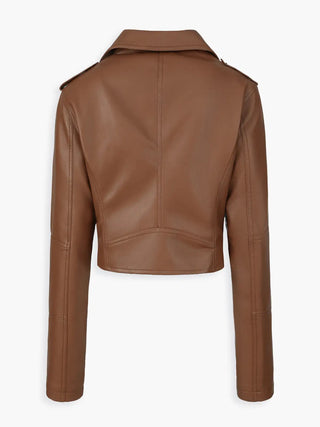 Cropped Faux Leather Biker Jacket