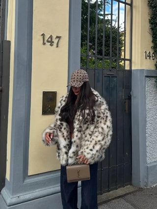 Cropped Leopard Faux Fur Jacket