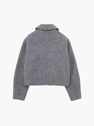 Cropped Wool Utility Zip Jacket