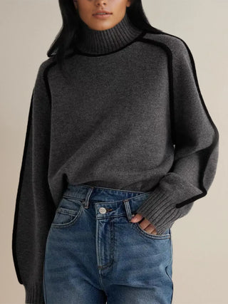 Luxe Wool Edge Trim Turtleneck Sweater