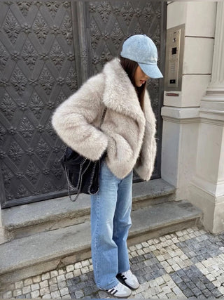 Soft Shaggy Faux Fur Open-Front Jacket