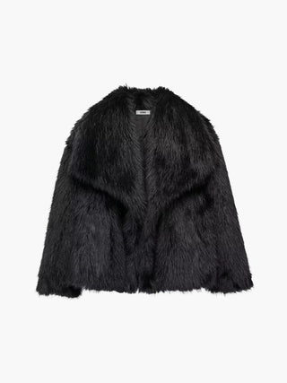 Soft Shaggy Faux Fur Open-Front Jacket