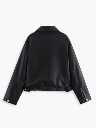 Classic Faux Leather Bomber Jacket