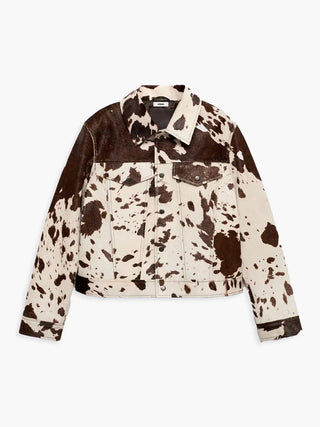 Faux Fur Cow Print Jacket