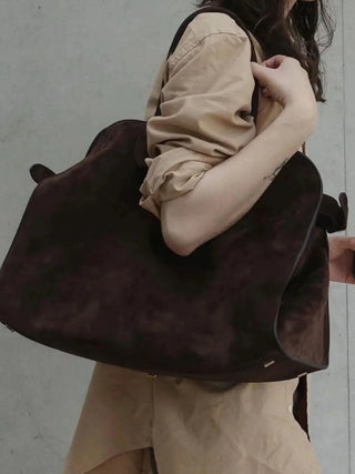 Bucket Type Cowhide Leather Hand Bag