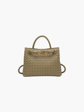 Butterfly Closure Woven Leather Tote Bag