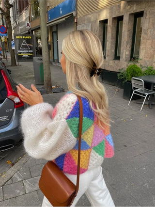 Chunky Knit Geometric Patchwork Jacket