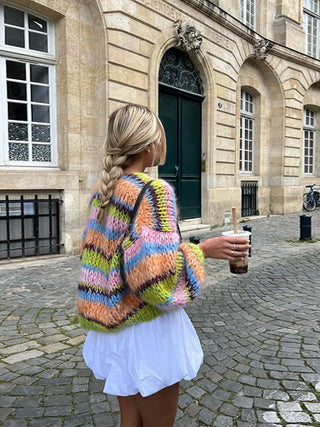 Chunky Knit Geometric Patchwork Jacket