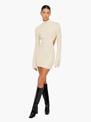 Elegant Open-Back Cable Knit Dress