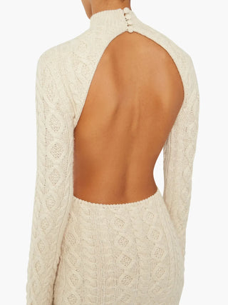 Elegant Open-Back Cable Knit Dress