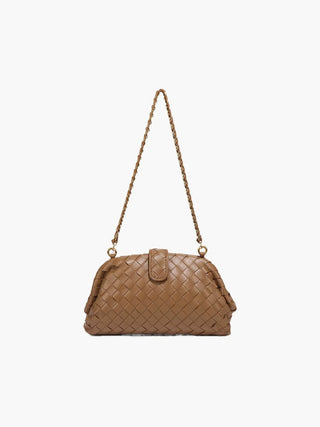 Faux Leather Braided Chain Handbag