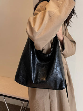 Faux Leather Slouchy Hobo Shoulder Bag