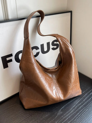 Faux Leather Slouchy Hobo Shoulder Bag