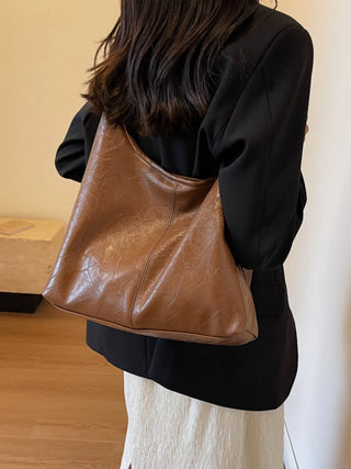 Faux Leather Slouchy Hobo Shoulder Bag