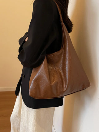 Faux Leather Slouchy Hobo Shoulder Bag