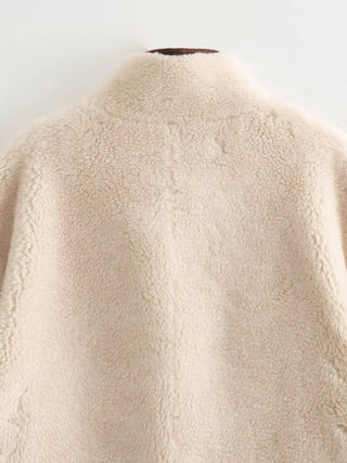 Faux Shearling Stand Collar Jacket