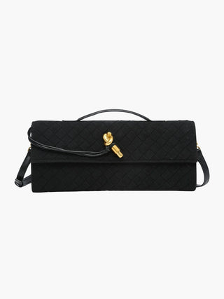 Faux Suede Braided Clasp Clutch Bag