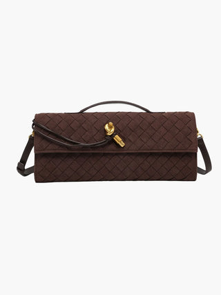 Faux Suede Braided Clasp Clutch Bag