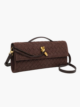 Faux Suede Braided Clasp Clutch Bag