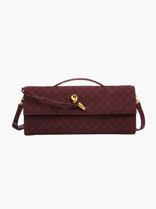 Faux Suede Braided Clasp Clutch Bag