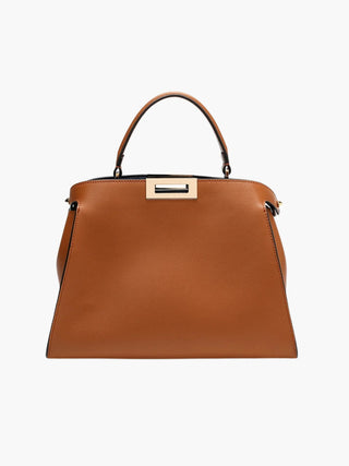 Faux Leather Satchel with Dual Carrying Options