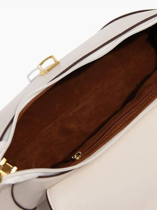 Faux Leather Shoulder Bag with Vintage Gold-Tone Hardware