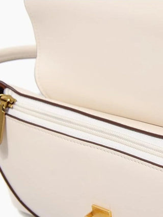 Faux Leather Shoulder Bag with Vintage Gold-Tone Hardware