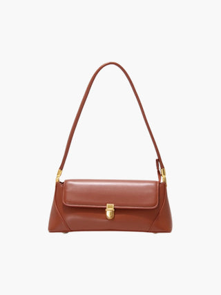 Faux Leather Shoulder Bag with Vintage Gold-Tone Hardware