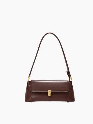 Faux Leather Shoulder Bag with Vintage Gold-Tone Hardware