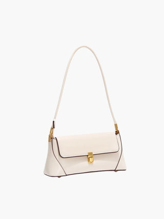 Faux Leather Shoulder Bag with Vintage Gold-Tone Hardware