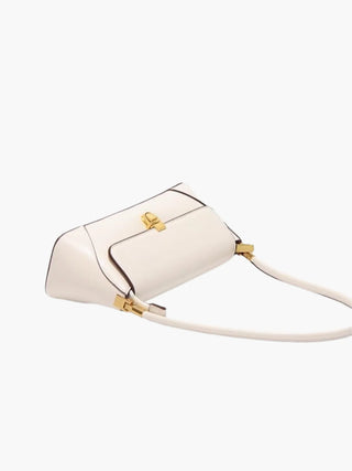 Faux Leather Shoulder Bag with Vintage Gold-Tone Hardware