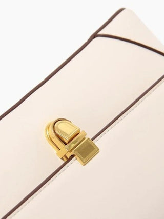 Faux Leather Shoulder Bag with Vintage Gold-Tone Hardware