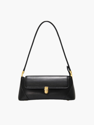 Faux Leather Shoulder Bag with Vintage Gold-Tone Hardware