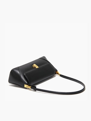 Faux Leather Shoulder Bag with Vintage Gold-Tone Hardware