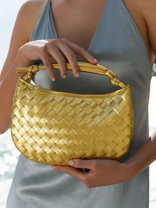 Gold-Handle Sardine Woven Bag