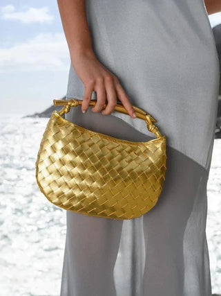 Gold-Handle Sardine Woven Bag