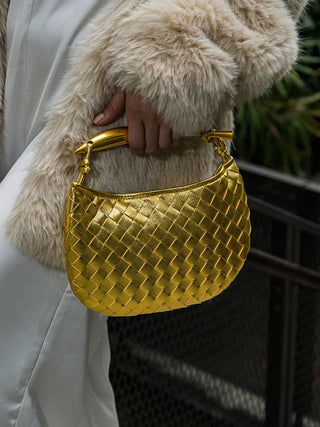 Gold-Handle Sardine Woven Bag