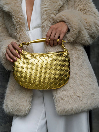 Gold-Handle Sardine Woven Bag