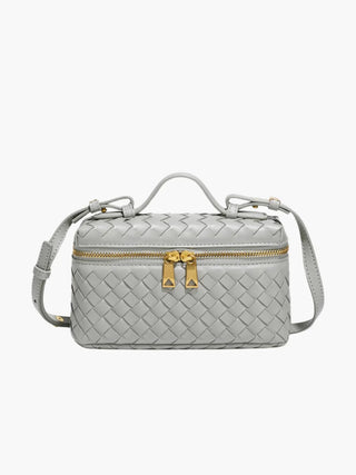 Woven Faux Leather Structured Box Bag