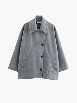 Oversized Turn-Down Collar Wool Jacket