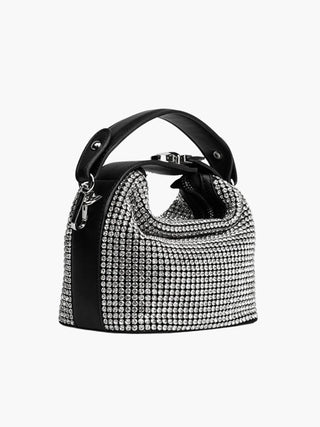 Rhinestone-Embellished Handbag with Elegant Folded Design