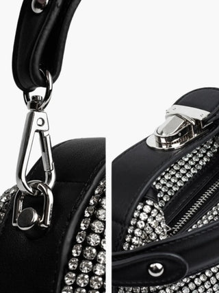 Rhinestone-Embellished Handbag with Elegant Folded Design