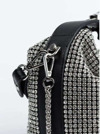 Rhinestone-Embellished Handbag with Elegant Folded Design