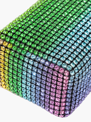 Rhinestone Mesh Evening Bag with Zipper Closure