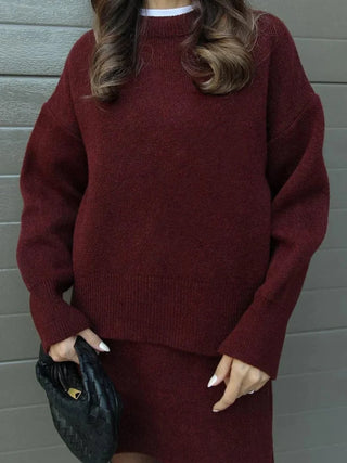 Soft Knit Oversized Sweater Skirt Set