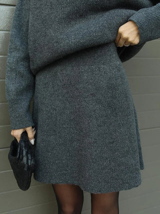 Soft Knit Oversized Sweater Skirt Set