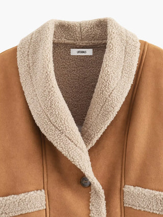 Warm Sherpa-Lined Faux Suede Jacket