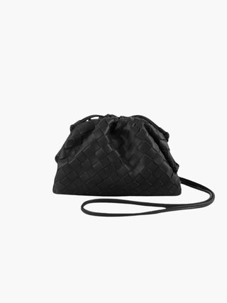 Braided Faux Leather Drawstring Bag