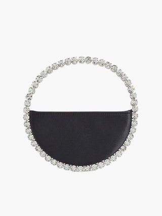 Crystal Handle Half-Moon Evening Bag