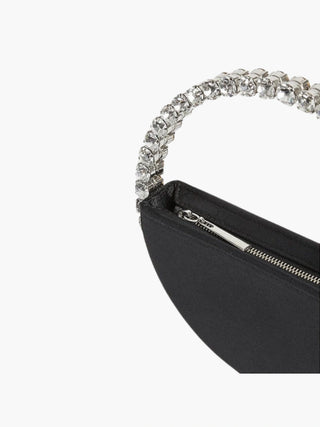 Crystal Handle Half-Moon Evening Bag